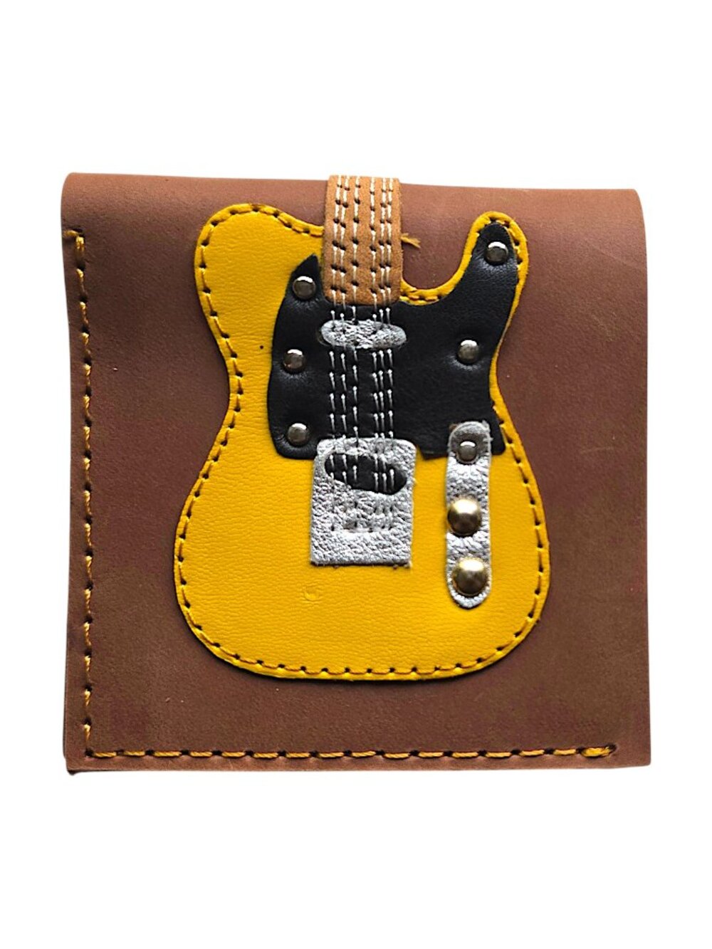 Axe Heaven Blonde Electric Guitar Wallet Genuine Leather with Pick Slot Handmade